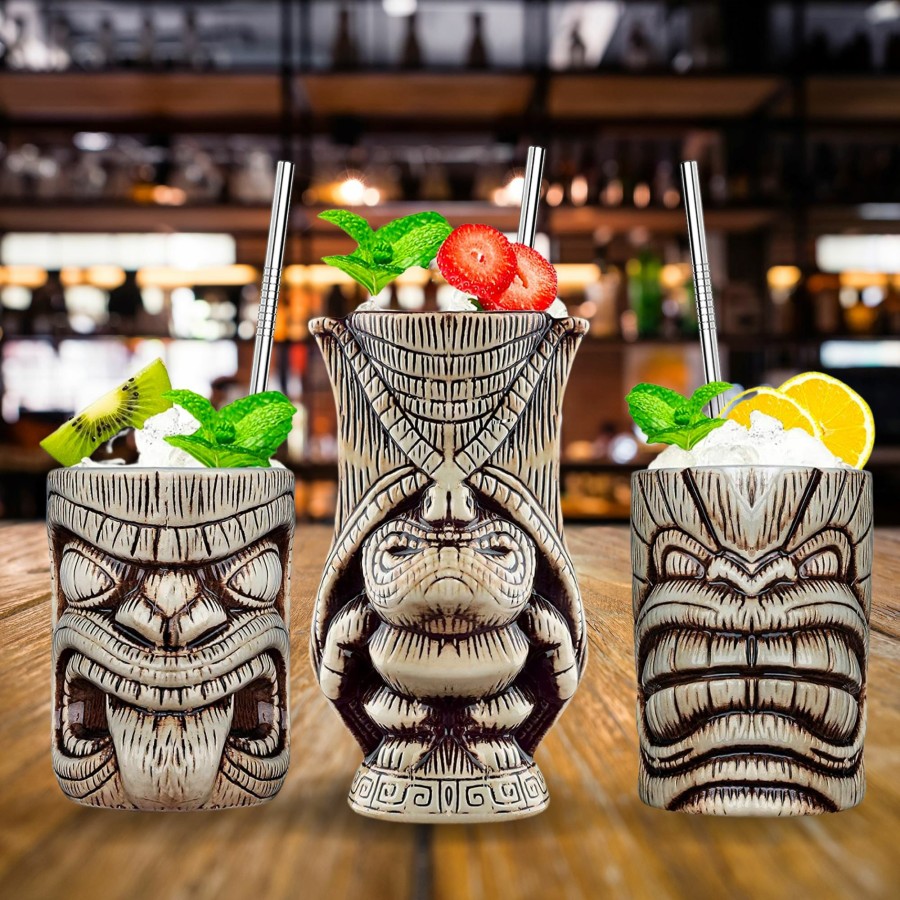 Cocktail * | Ceramic Toscano Tiki Mug Gift Set Best-Selling