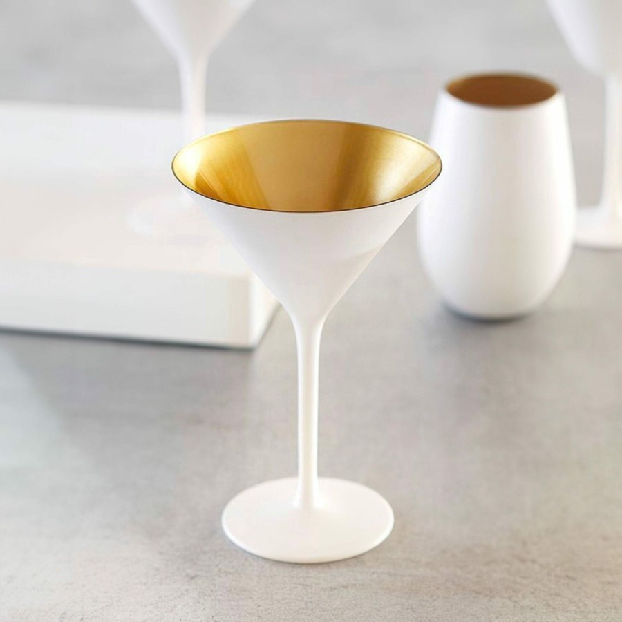 Cocktail * | Stolzle Olympic Martini Glasses White & Gold 240Ml Set Of 6 Best-Selling