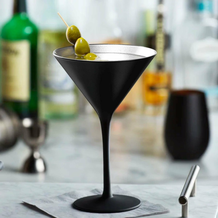 Cocktail * | Stolzle Olympic Martini Glasses Black & Silver 240Ml Set Of 6 Promotion