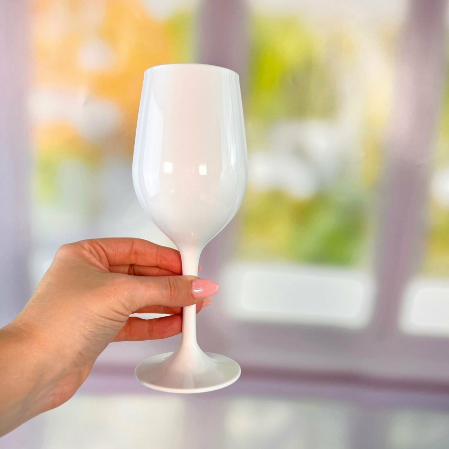 Plastic Drinkware * | Unbreakable White Hamptons Wine Glasses 315Ml Set Of 4 New In